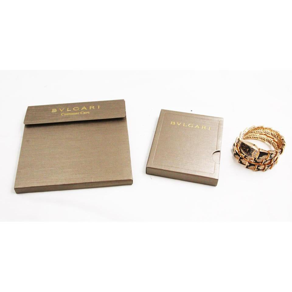 Women's or Men's Bvlgari Serpenti Two-Row Diamond Onyx Rose Gold Swirl Jewelry Scaglie Watch