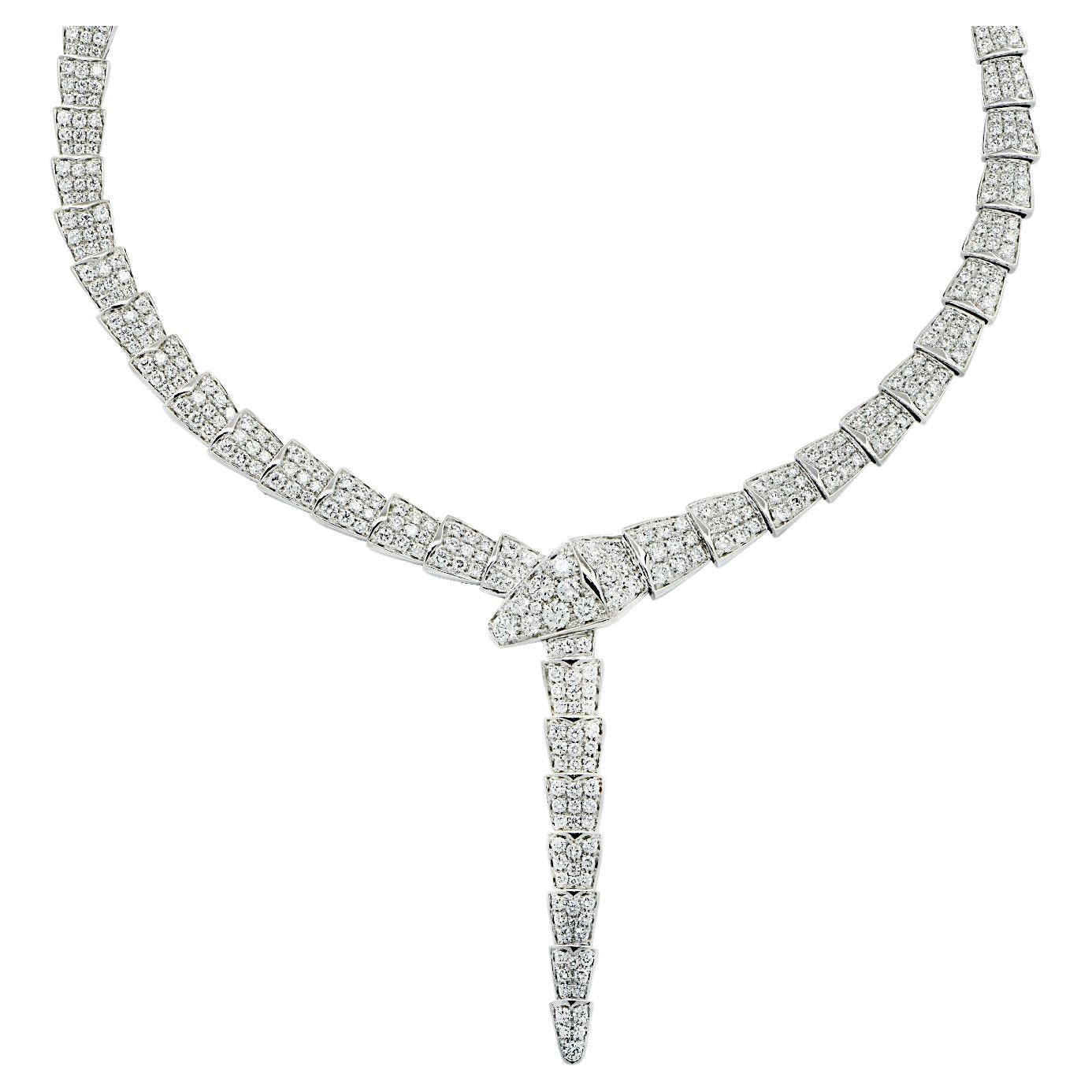 Bvlgari Serpenti Viper 14.74 Carat Diamond Necklace  For Sale