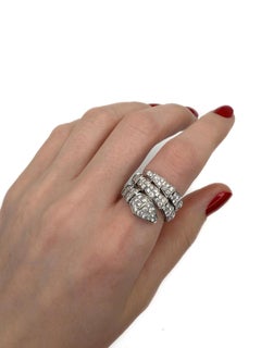 Bvlgari Serpenti Viper 18 Karat Gold Diamond Two Row Cocktail Ring