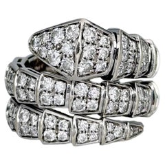 Bvlgari Serpenti Viper 18 Karat Gold Diamond Two Row Cocktail Ring