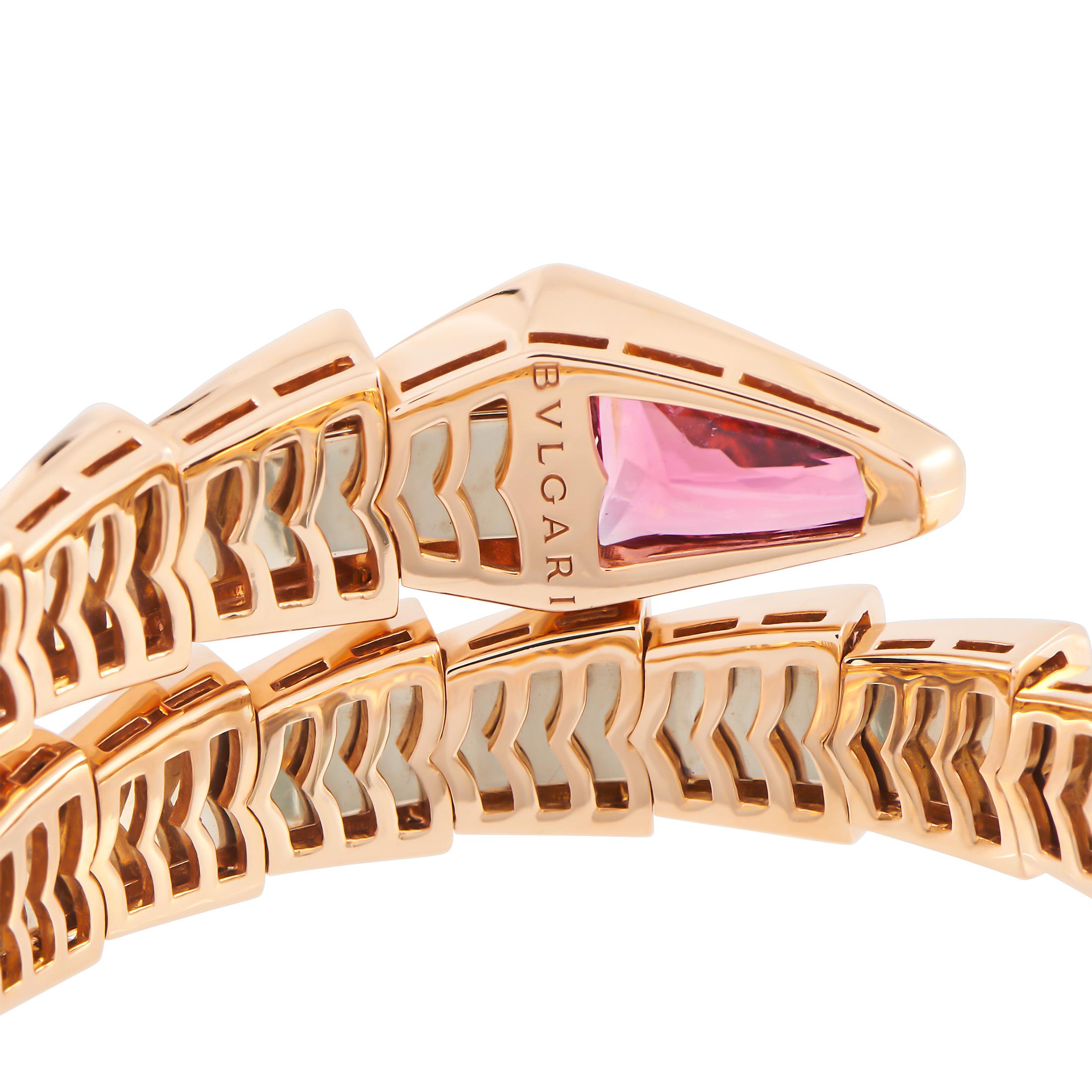 Bvlgari Serpenti Viper 18K Roségold 7,44 Karat Diamant Rubellit-Armband Medium (Rundschliff)