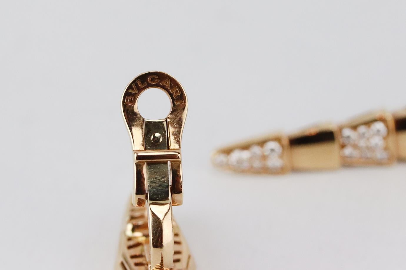 Bvlgari Serpenti Viper 18K Rose Gold And Diamond Drop Earrings  In Excellent Condition In London, GB