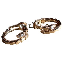 Bvlgari Serpenti Viper 18K Rose Gold Diamond Hoop Earrings