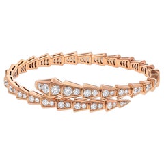 BVLGARI  Serpenti Viper 18K Rose Gold Pavè Diamond Bracelet Size M Ref: 353793