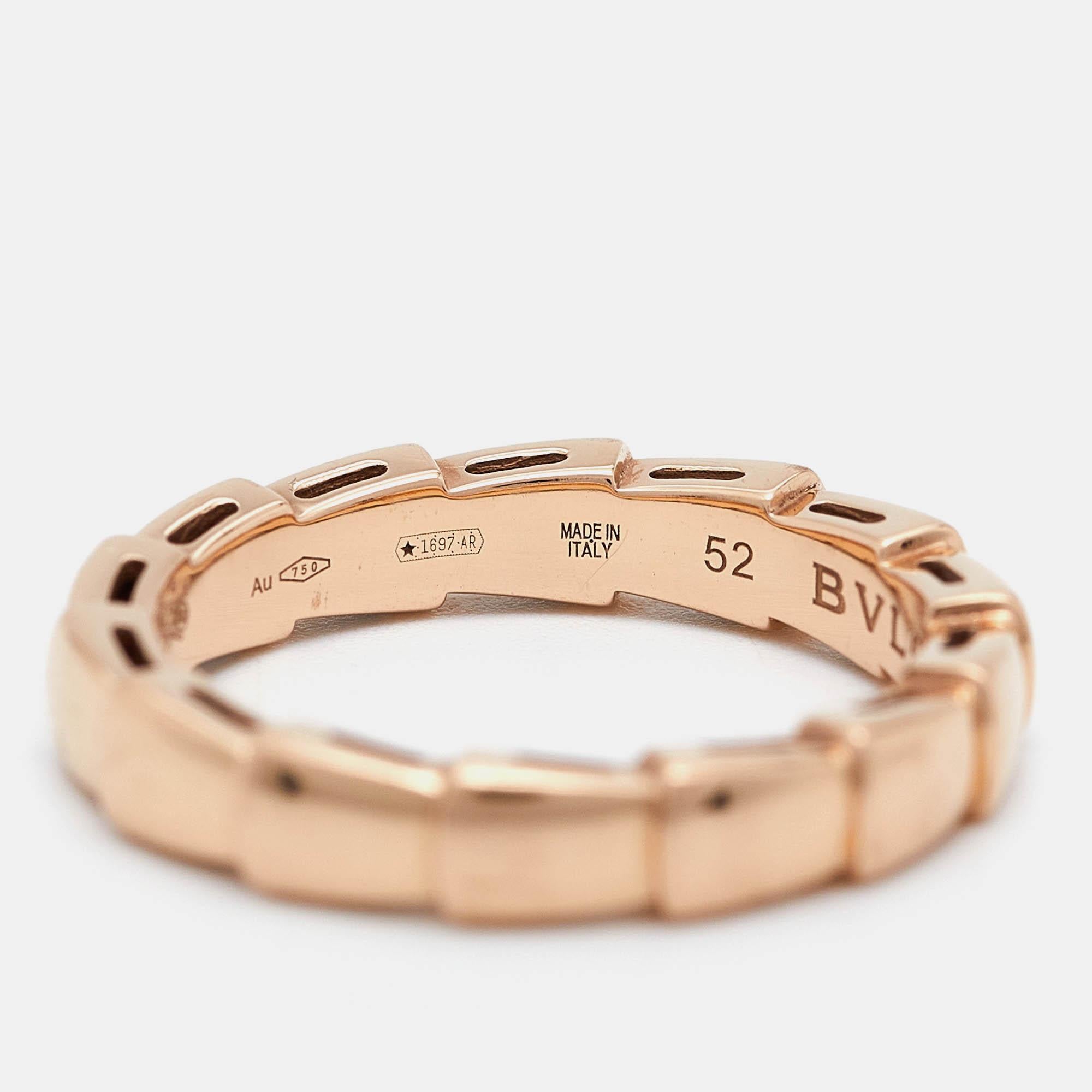 Bvlgari Serpenti Viper 18k Rose Gold Ring Size 52 1