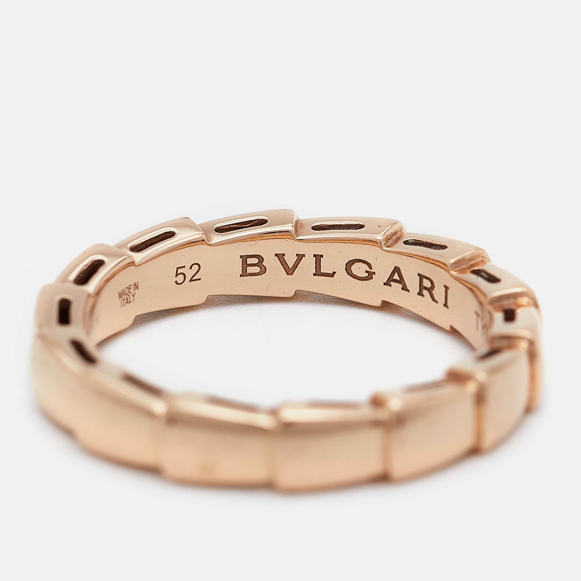 Bvlgari Serpenti Viper 18k Rose Gold Ring Size 52 2