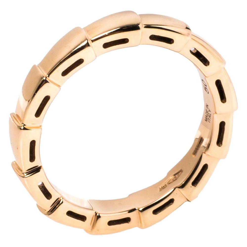 Bvlgari Serpenti Viper 18K Rose Gold Wedding Band Ring Size 50