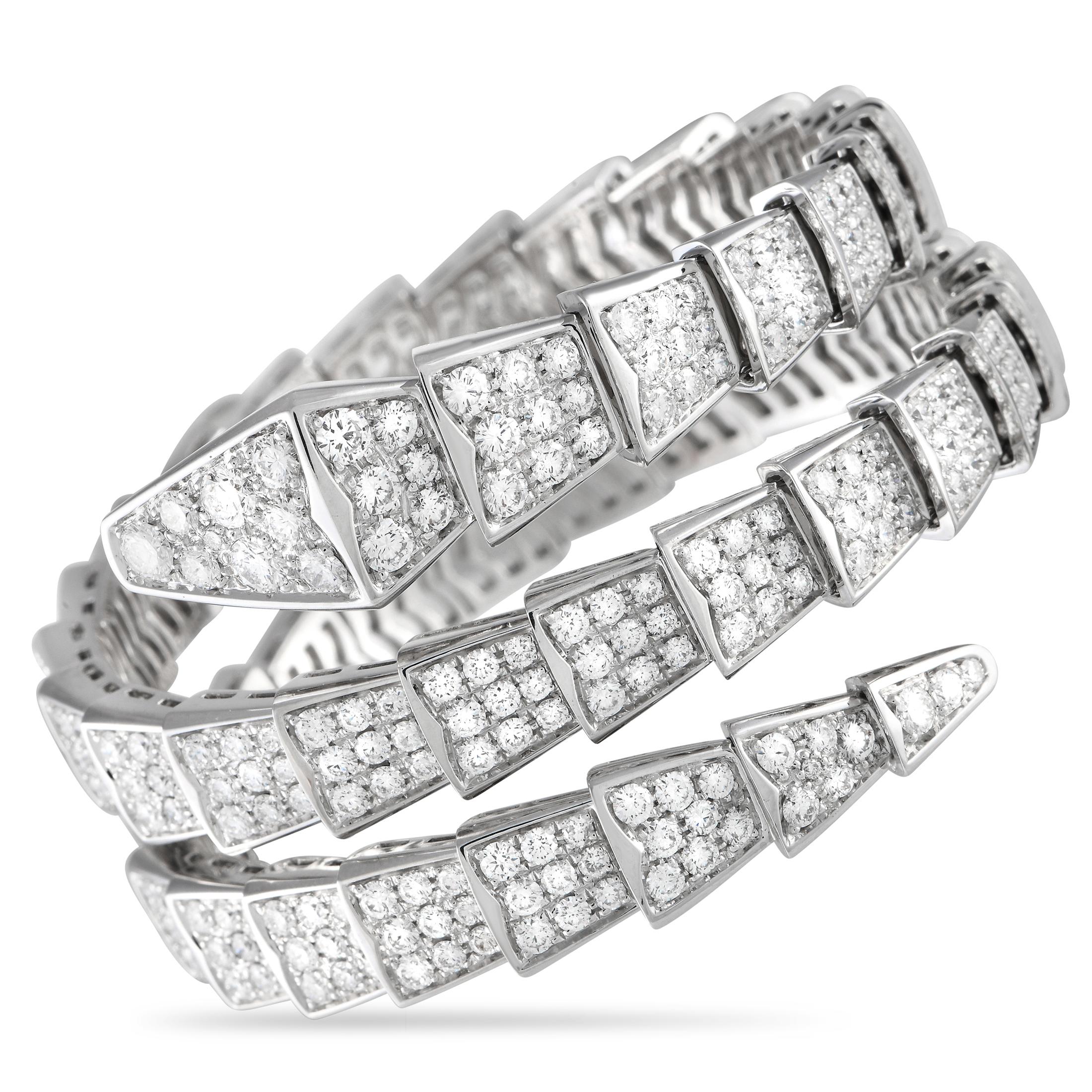 Bvlgari Serpenti Viper 18K Weißgold 15,03 Karat Diamant-Armband Größe Medium im Zustand „Neu“ in Southampton, PA