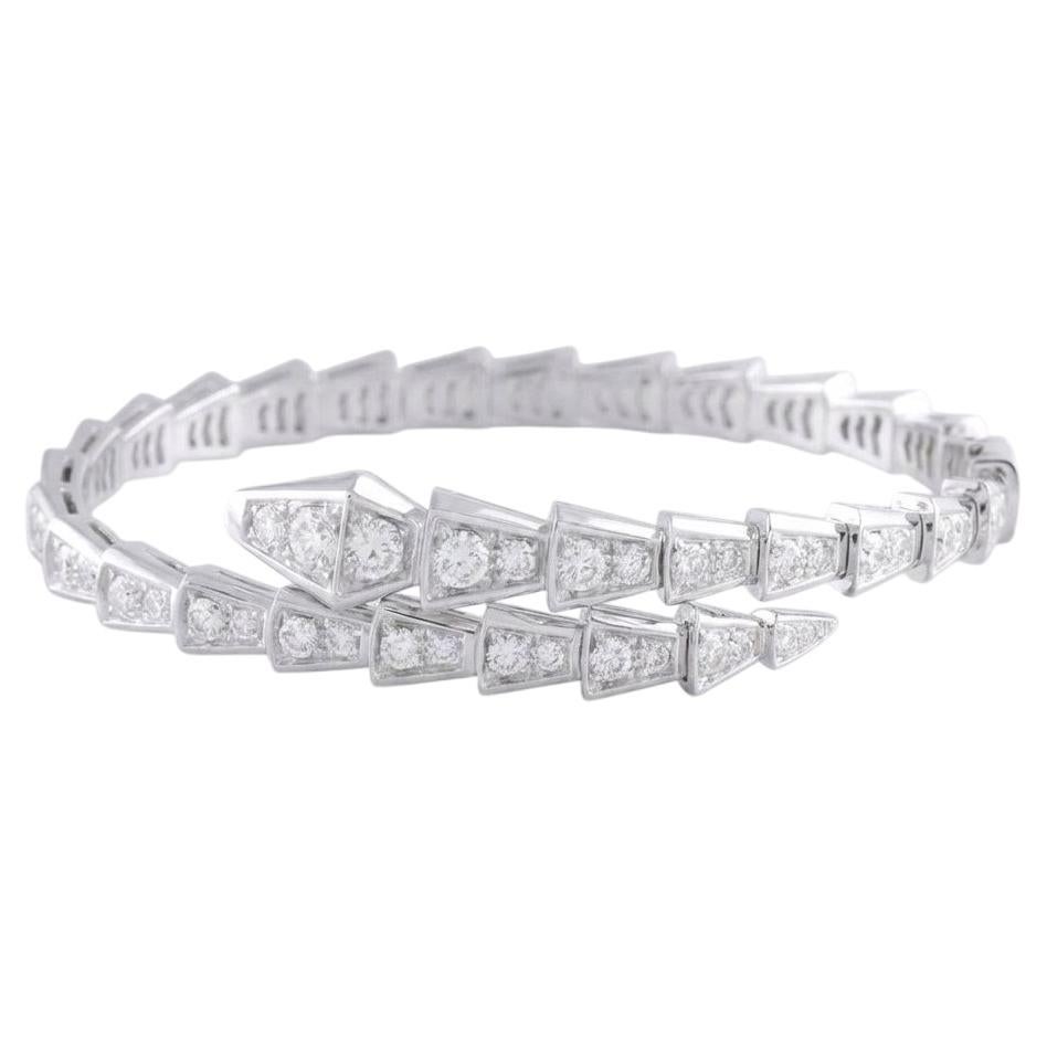 Bvlgari Serpenti Viper 18K White Gold Diamond Bracelet 2.80 Carats