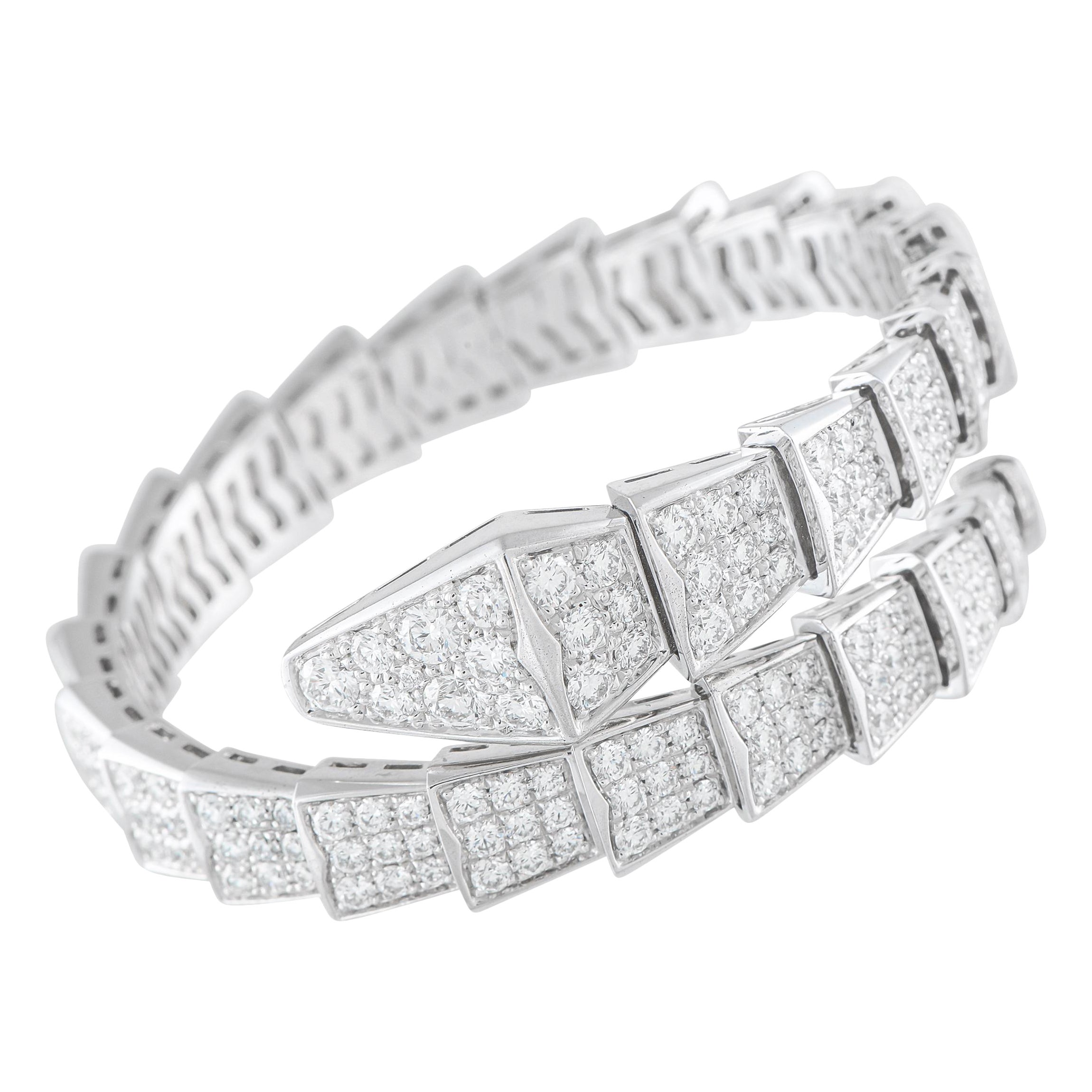 Bvlgari Serpenti Viper in oro bianco 18 carati Bracciale con diamanti misura media