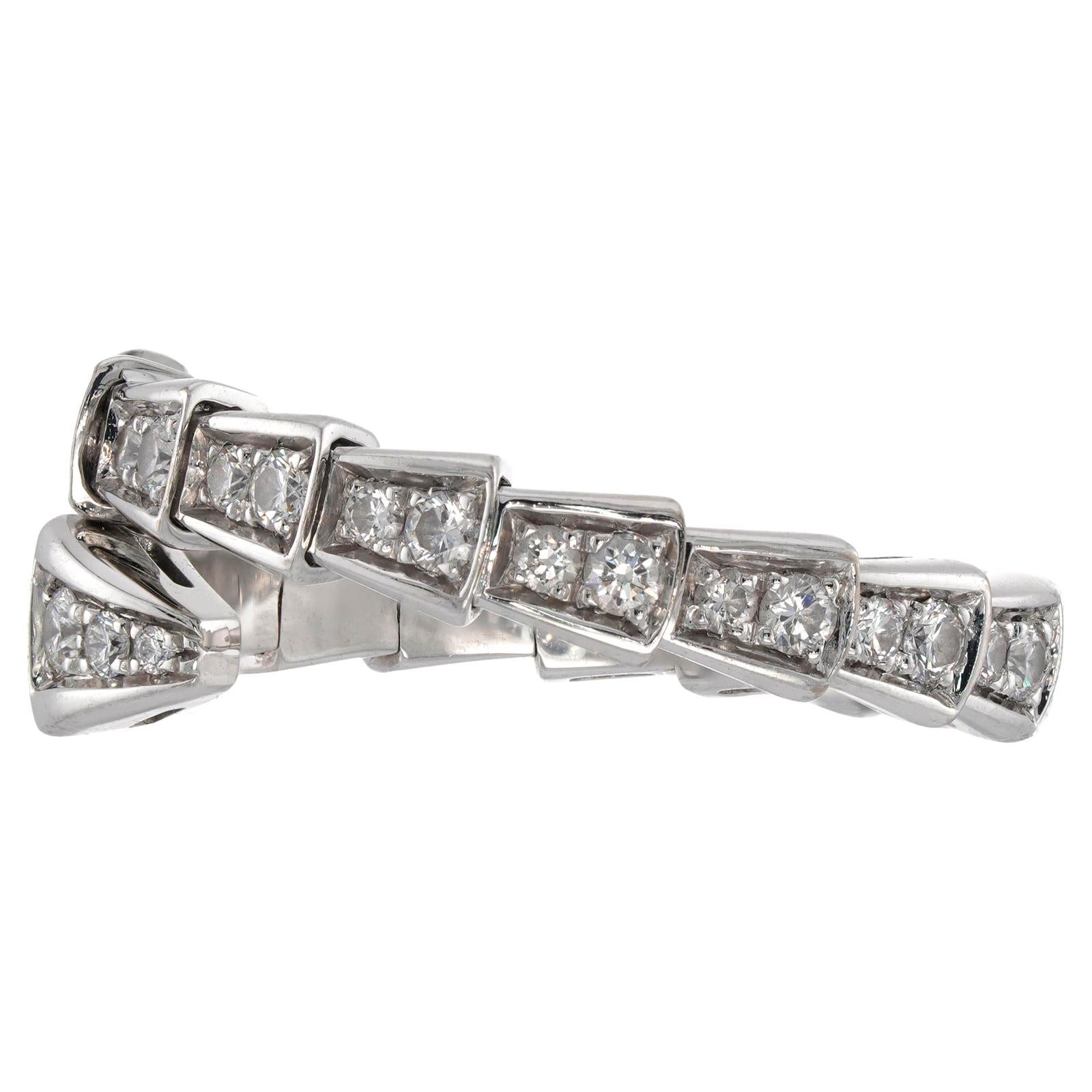 BVLGARI Serpenti Viper 18k White Gold Diamond Ring For Sale 1