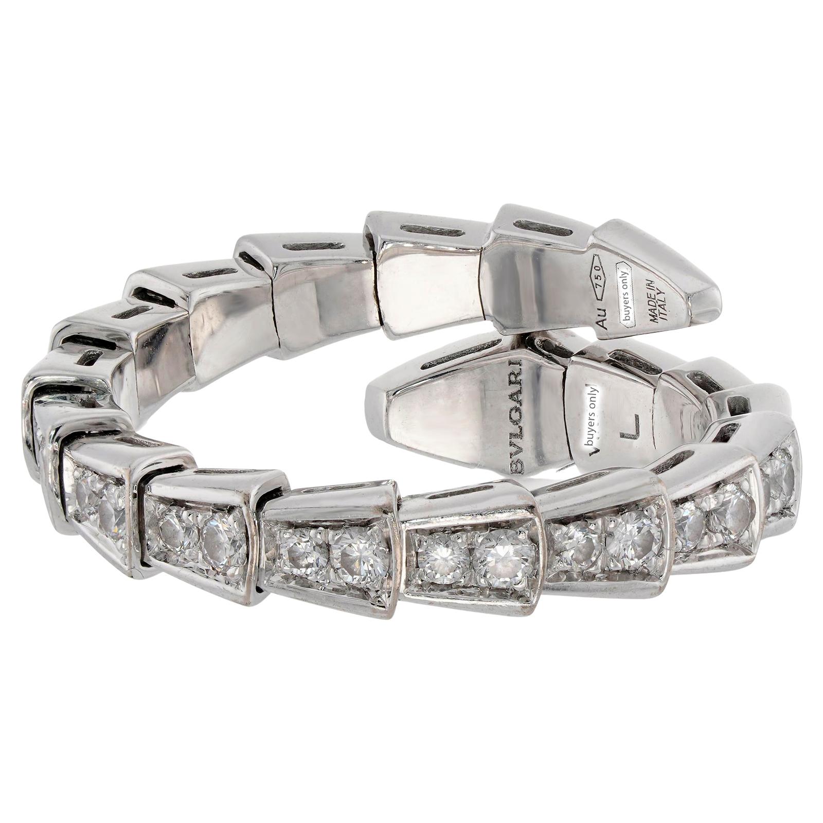 BVLGARI Serpenti Viper 18k White Gold Diamond Ring For Sale 1
