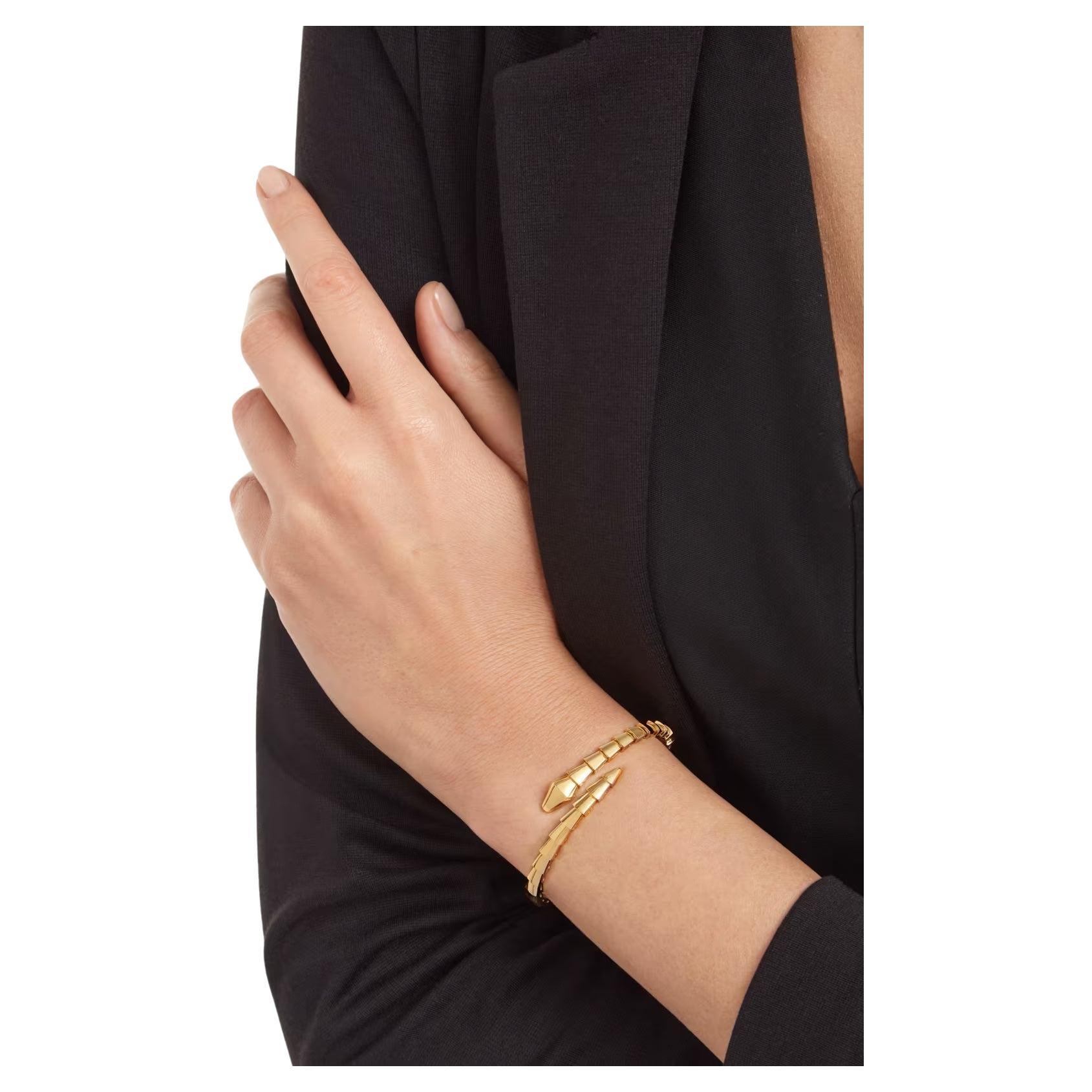 Contemporary Bvlgari Serpenti Viper 18K Yellow Gold Bracelet Size S