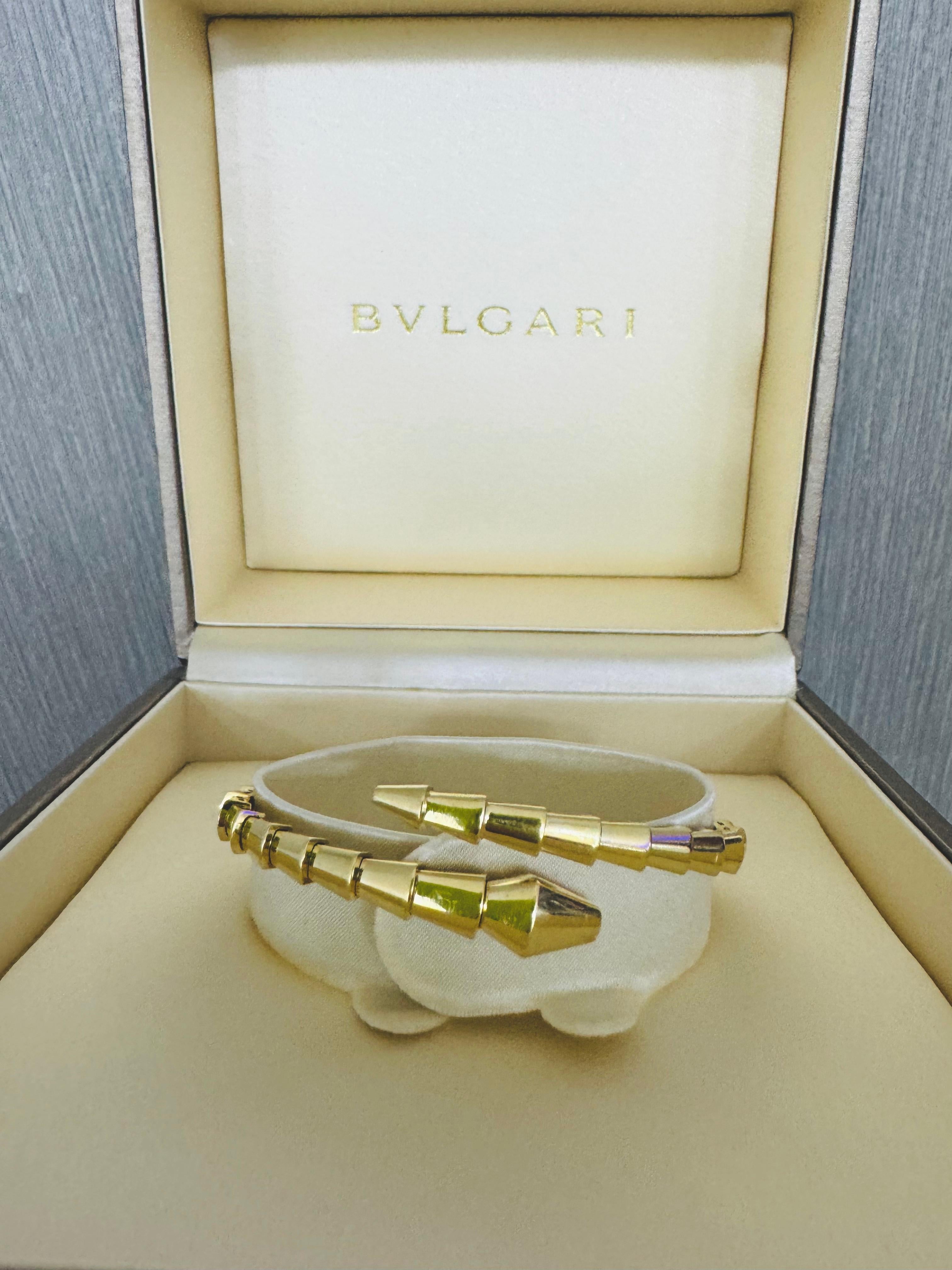Bvlgari Serpenti Viper 18K Yellow Gold Bracelet Size S In Excellent Condition In MIAMI, FL