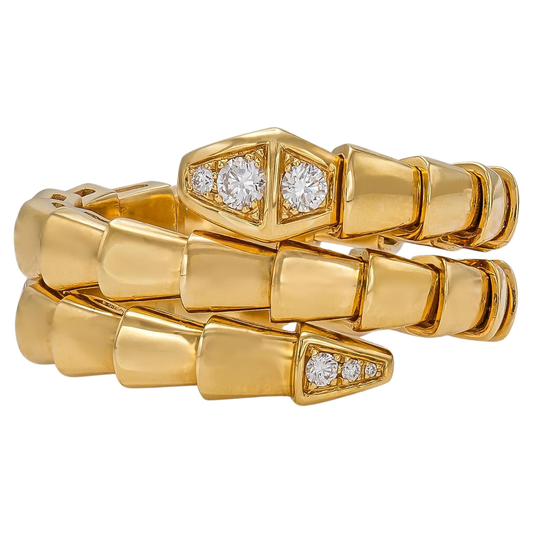 Bvlgari Serpenti Viper 2 Coil Ring with Diamonds For Sale