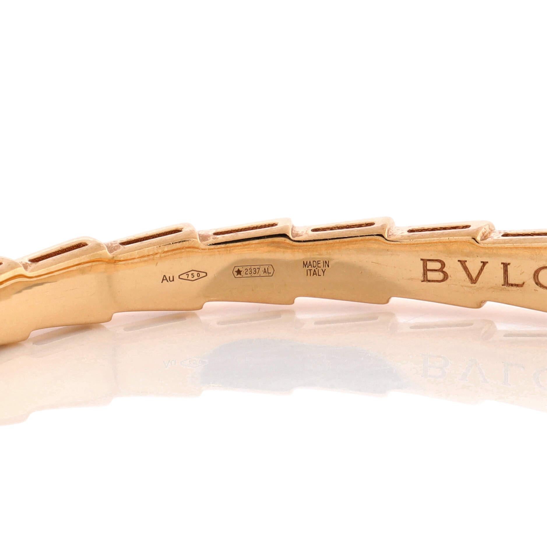 Bvlgari Serpenti Viper Bangle Bracelet 18K Rose Gold with Diamonds In Good Condition In New York, NY