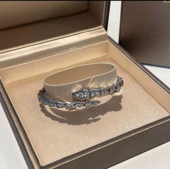 Bvlgari Serpenti Viper Bracelet 18k White Gold Full Diamond Pavé, Size S