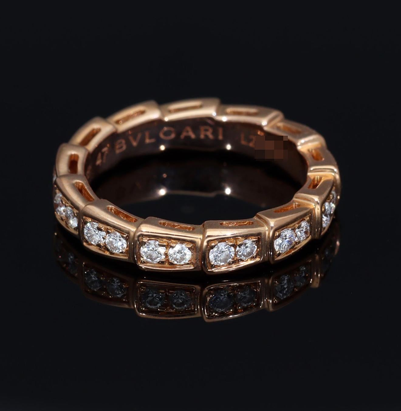 Anillo BVLGARI Serpenti Viper Diamond 0.45ct Oro rosa 18K US 4 en venta 3