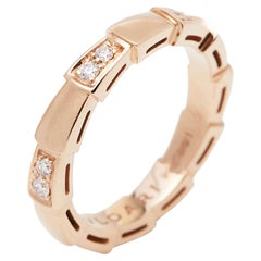 Bvlgari Serpenti Viper Diamond 18k Rose Gold Band Ring Size 50