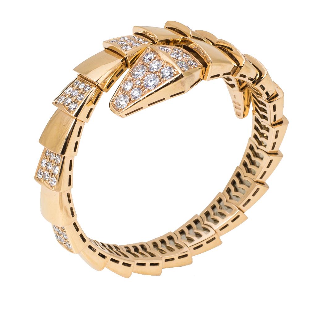 women's serpenti viper 18k rose gold pavè diamond bracelet