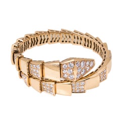 Bvlgari Serpenti Viper Diamond 18K Rose Gold One-Coil Bracelet S