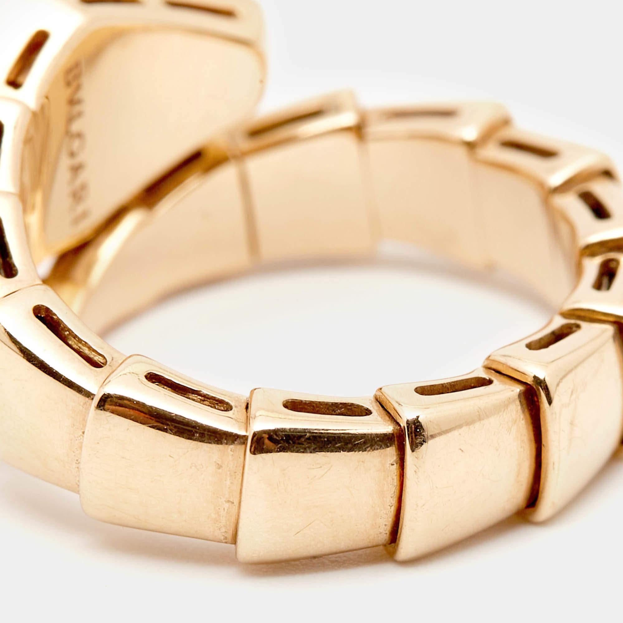 Bvlgari Serpenti Viper Diamond 18k Rose Gold Ring SIze 51 1