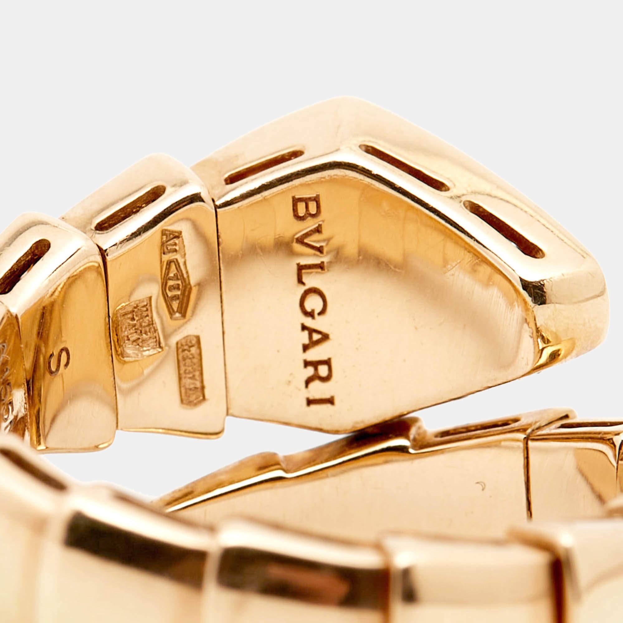 Bvlgari Serpenti Viper Diamond 18k Rose Gold Ring SIze 51 2