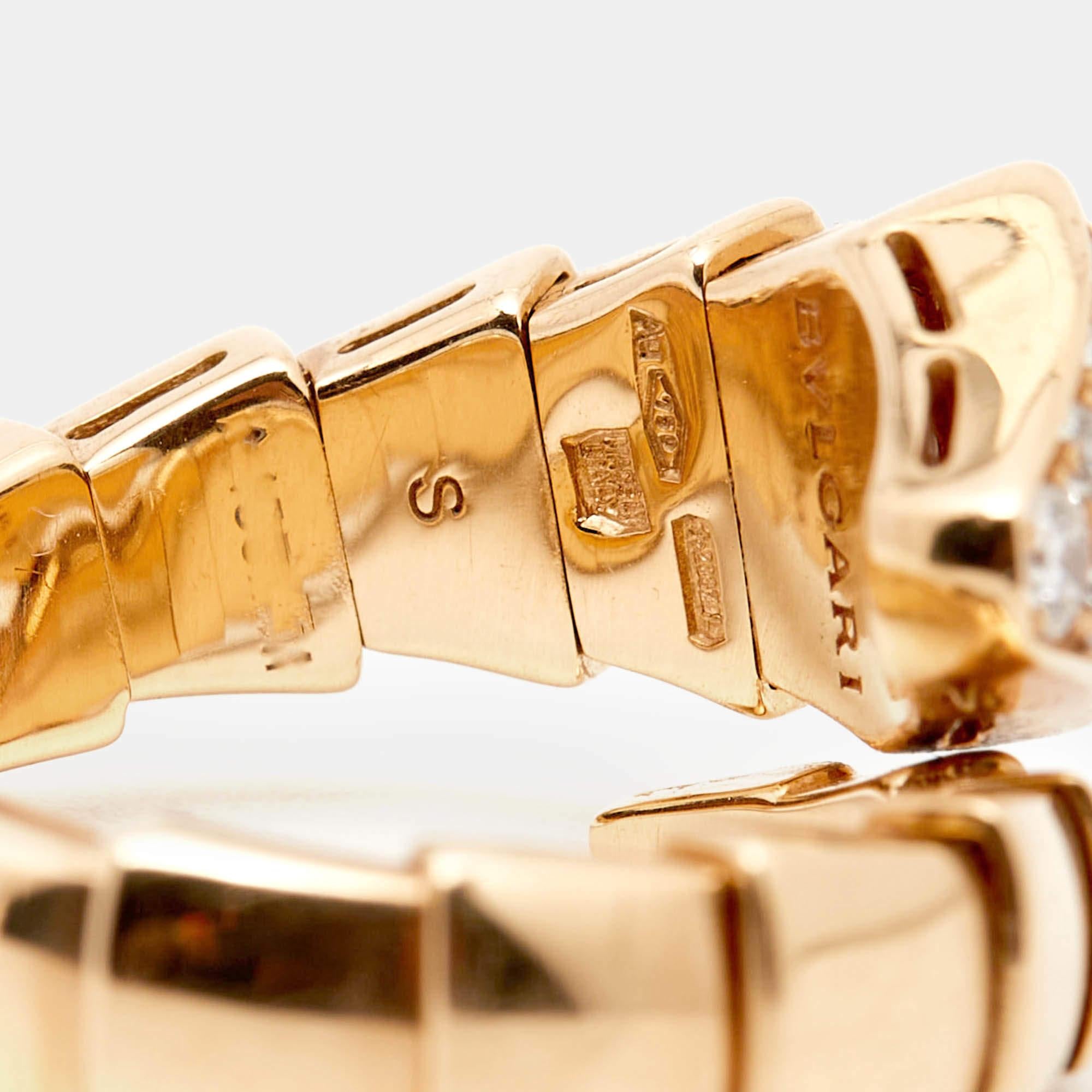 Bvlgari Serpenti Viper Diamond 18k Rose Gold Ring SIze 51 3