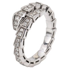 Bvlgari Serpenti Viper Diamond 18k White Gold Ring XL