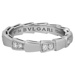 Bvlgari Serpenti Viper Diamond Band Ring 18K White Gold Size 54 US 7.25