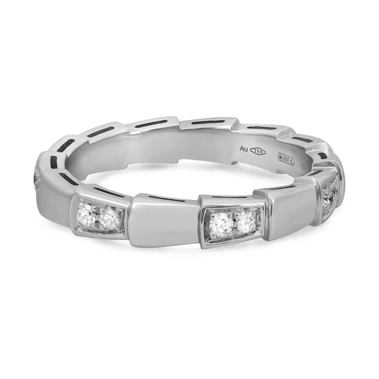 Bvlgari Serpenti Viper Diamond Band Ring 18K White Gold Size 57 US 8.25 For  Sale at 1stDibs | bvulgari serpenti ring, size 57 ring in us