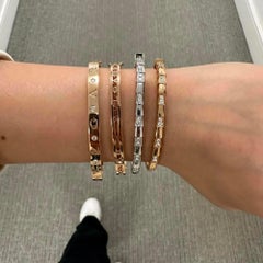 Bvlgari Serpenti Viper Diamond Bangle Bracelet 18K Rose Gold Size Small