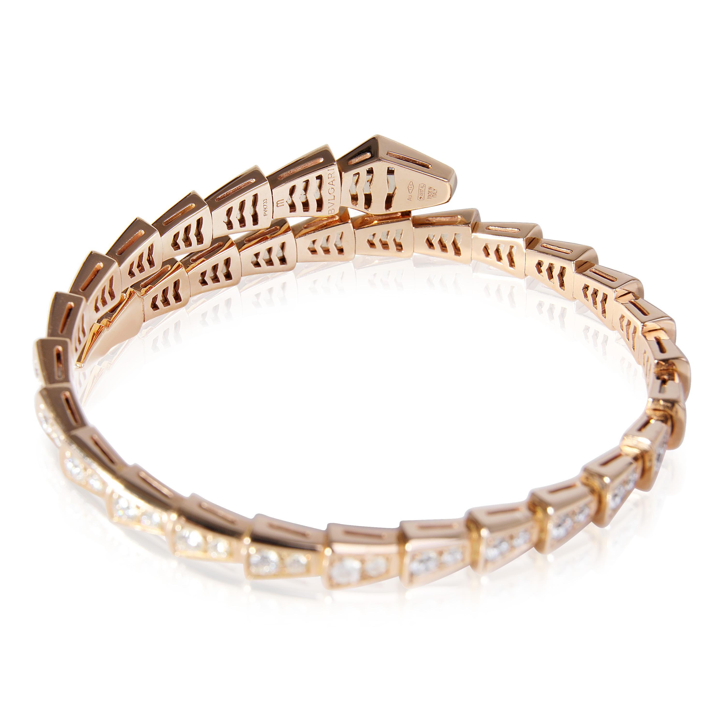 Bvlgari Serpenti Viper Diamond Bracelet in 18k Rose Gold In Excellent Condition In New York, NY