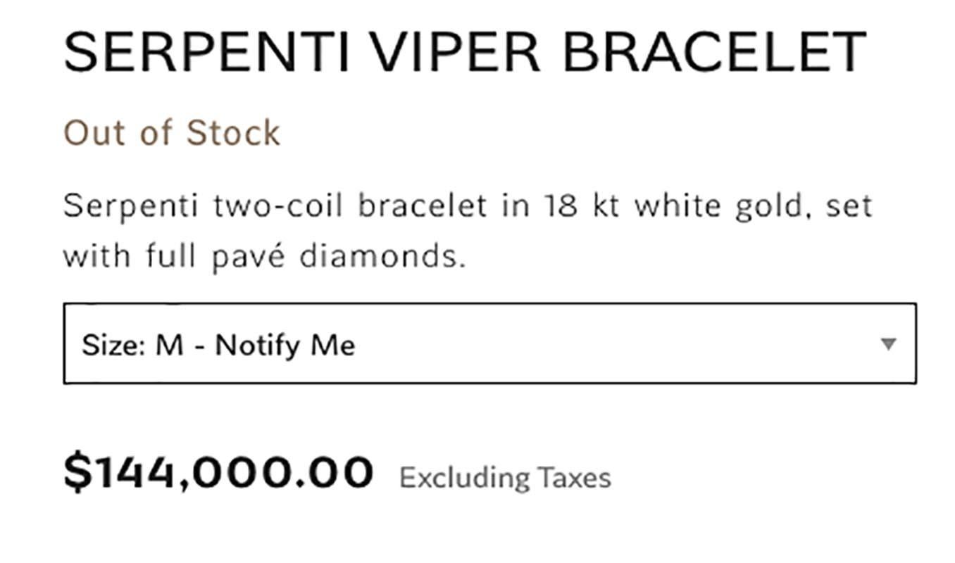 Women's or Men's Bvlgari Serpenti Viper Diamond Bracelet set in 18k White Gold