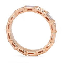 Bvlgari Serpenti Viper Diamond & Mother Of Pearl Band Ring 18K Rose Gold 54 US 7