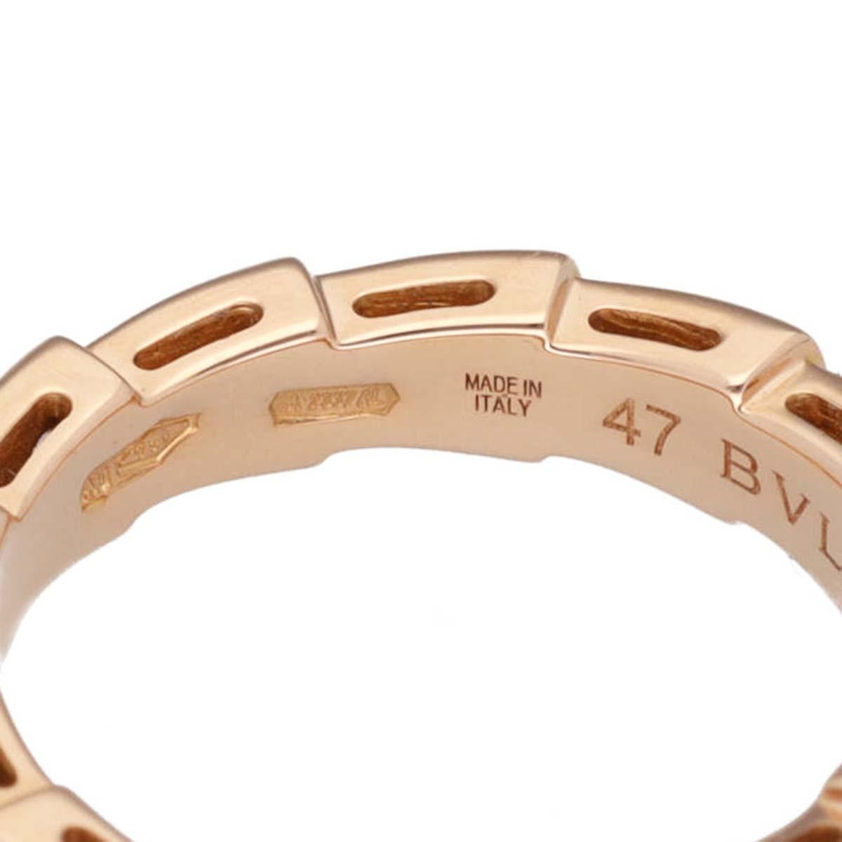 Women's BVLGARI Serpenti Viper Diamond 0.45ct 18K Pink Gold Ring US 4 For Sale