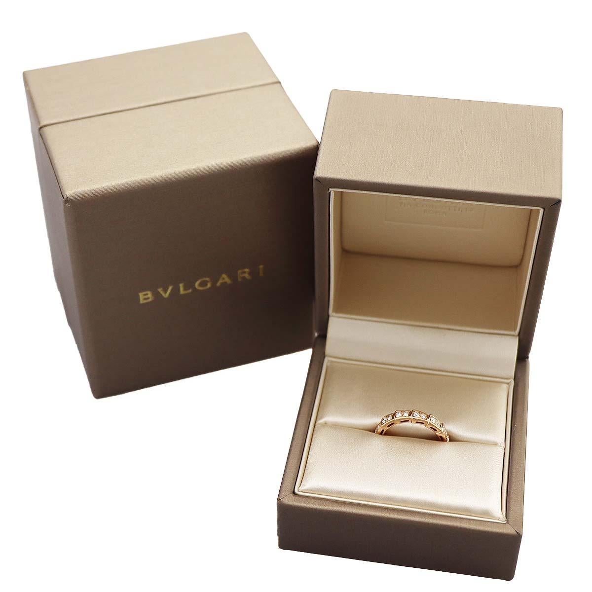 BVLGARI Serpenti Viper Diamond 0.45ct 18K Pink Gold Ring US 4 For Sale 2