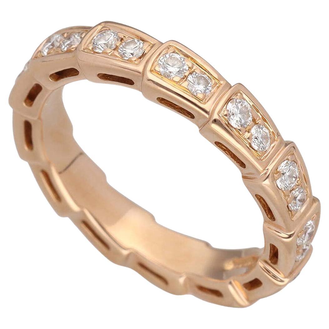 BVLGARI Serpenti Viper Diamond 0.45ct 18K Pink Gold Ring US 4