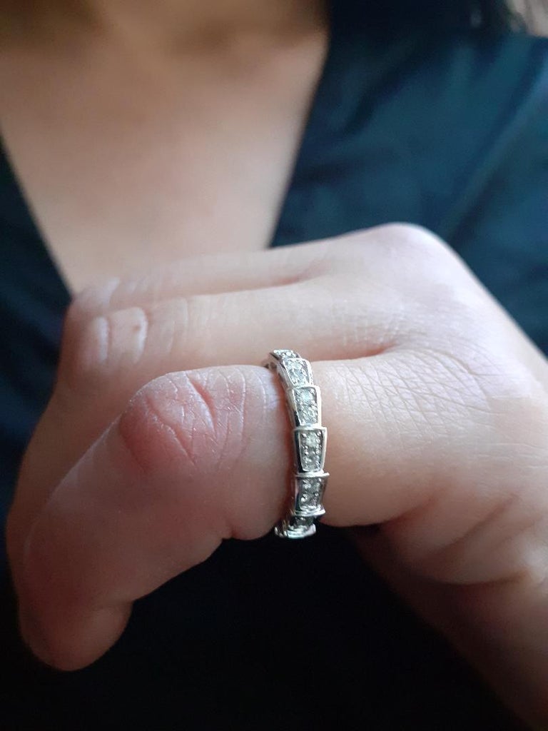 Bvlgari Serpenti Viper Diamond Ring 18 Karat White Gold For Sale At 1stdibs Bvlgari Serpenti Viper Diamond Ring 18 Karat White Gold For Sale At 1stdibs