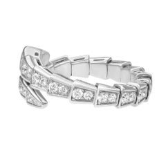 Bvlgari Serpenti Viper Diamond Ring 18K White Gold 0.59Cttw Size M
