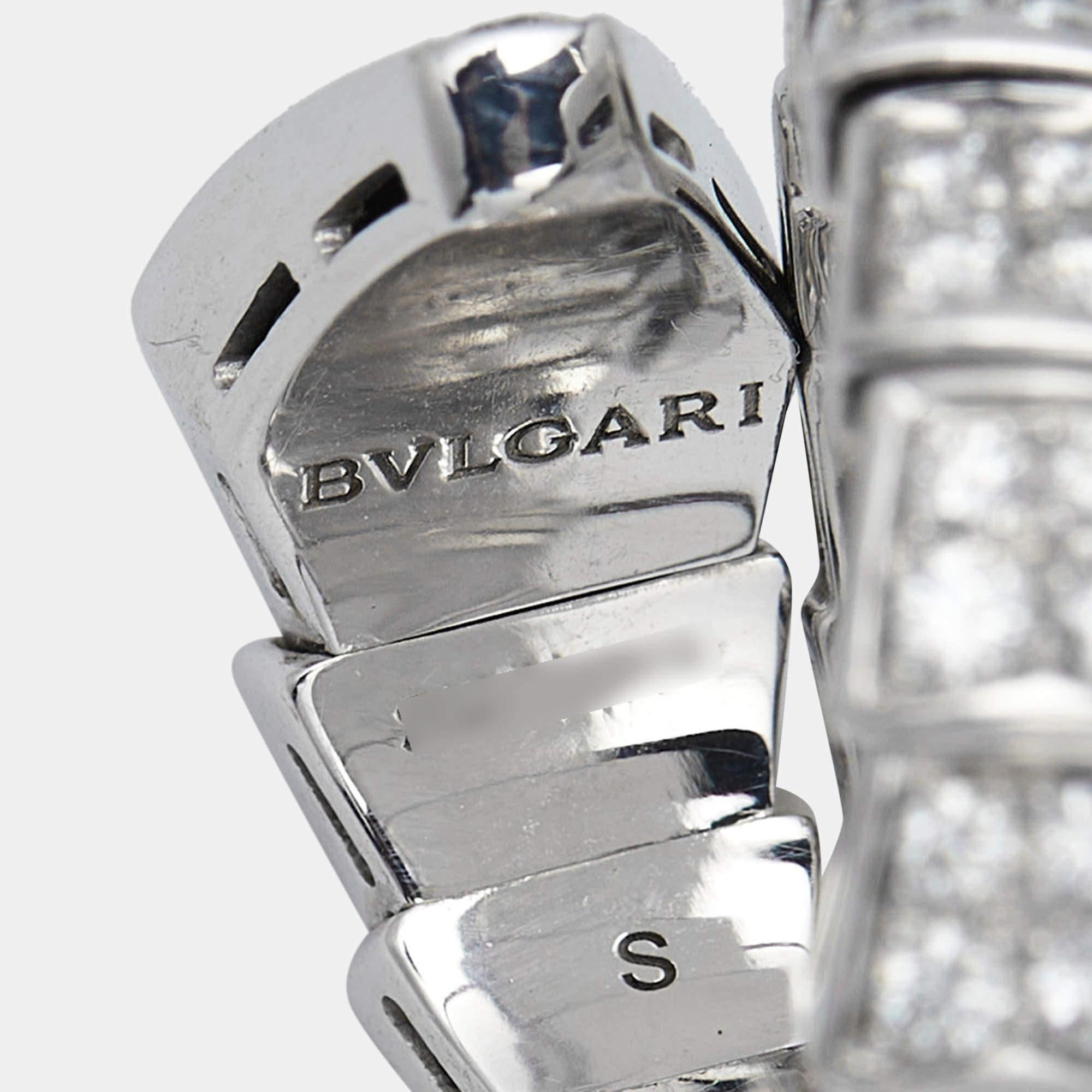 Bvlgari Serpenti Viper Diamonds 18k White Gold Ring Size 48 1