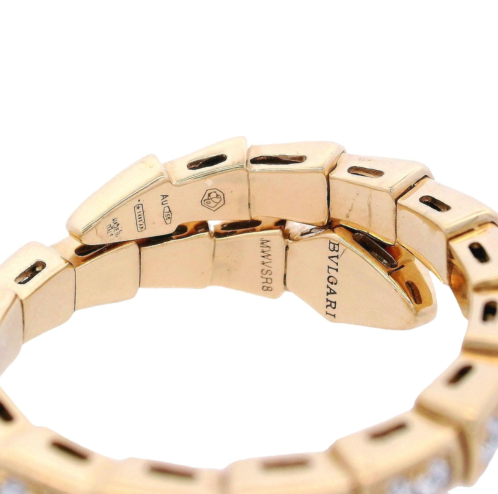 BVLGARI Serpenti Viper L Bague en or jaune 18kt avec diamants Unisexe en vente