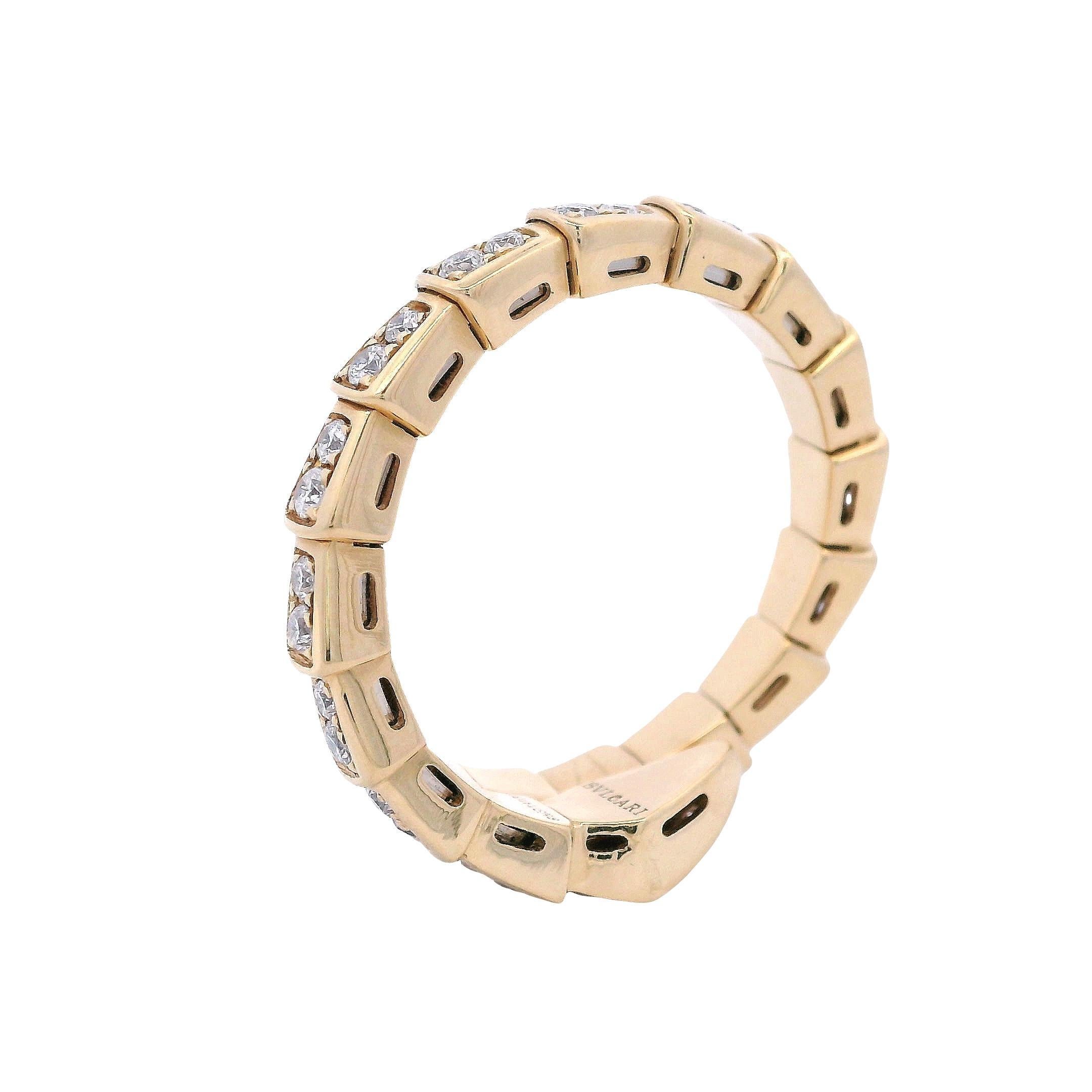 BVLGARI Serpenti Viper L Bague en or jaune 18kt avec diamants en vente 1