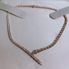Bvlgari Serpenti Viper Necklace 18k Rose Gold Full Diamond Pavé, Size M