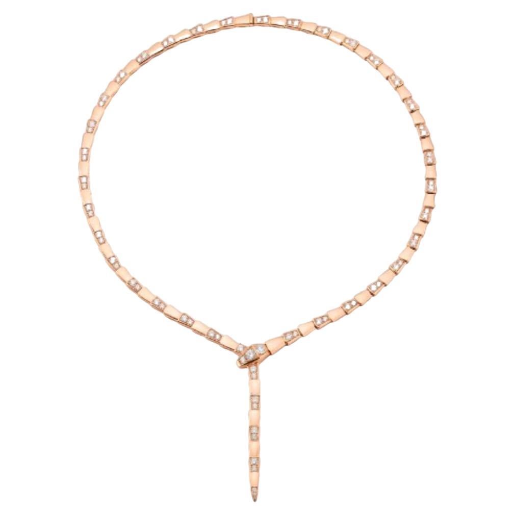 Bvlgari Serpenti Viper Necklace in 18k Rose Gold Set with Demi Pavé Diamonds