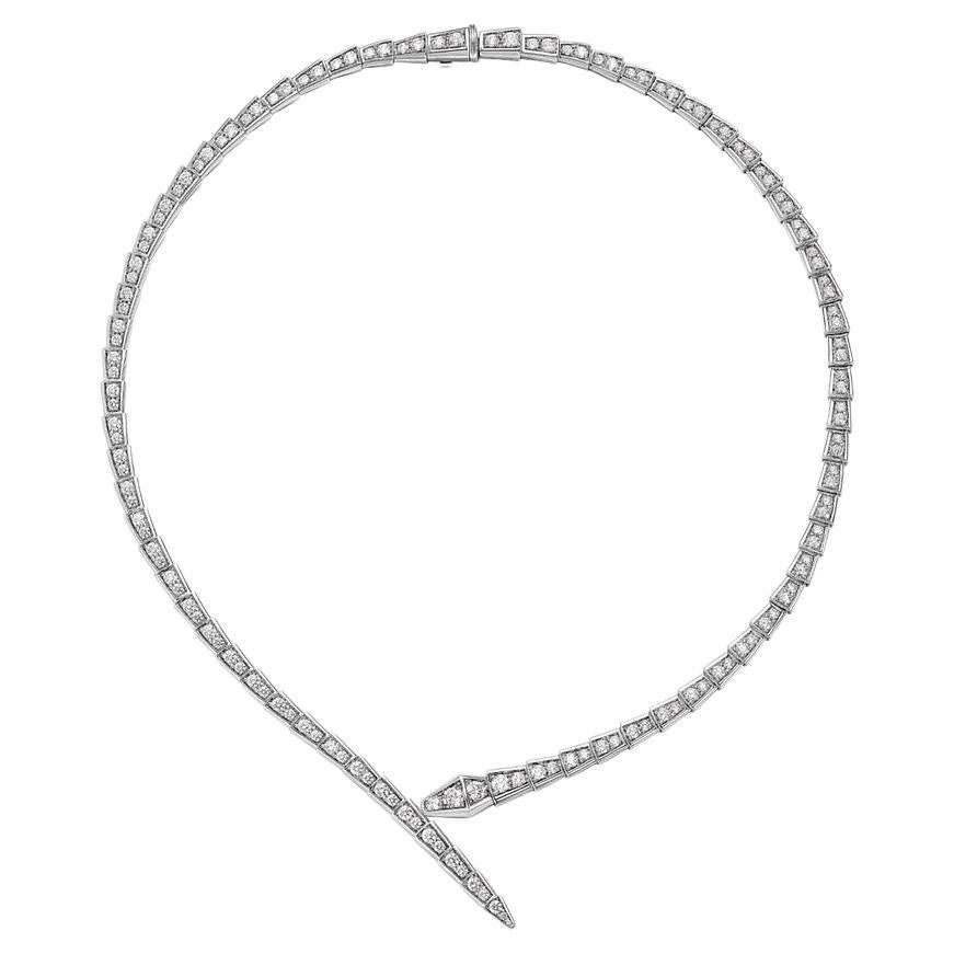 BVLGARI Serpenti Viper Necklace White Gold Pavé Diamonds 360348