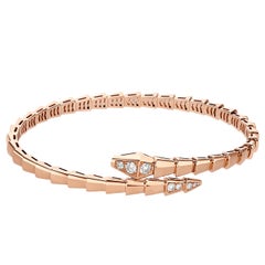 Bvlgari Serpenti Viper One-Coil 18K Rose Gold Pave Diamonds Bracelet