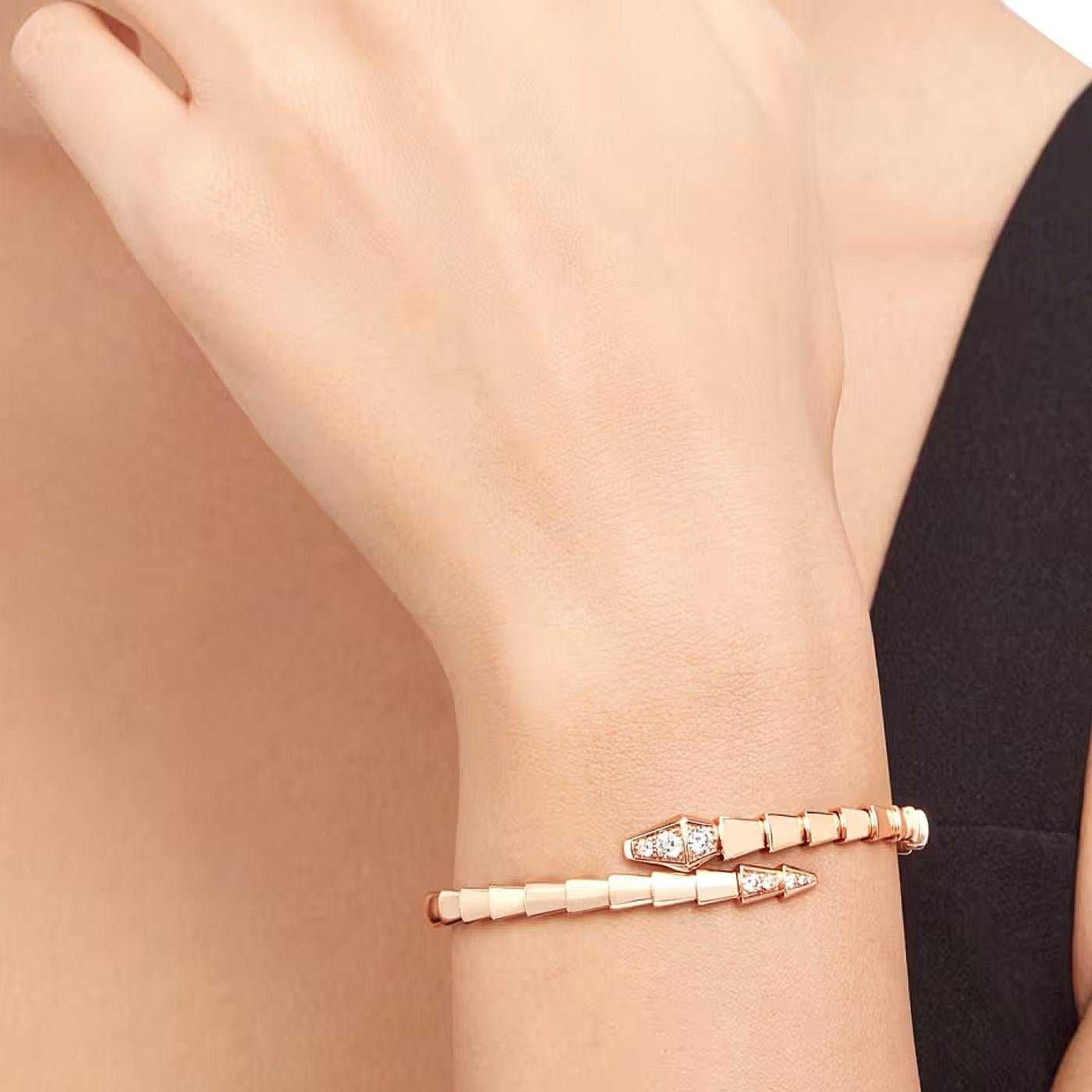 Bvlgari Serpenti Viper One-Coil 18K Rose Gold Pave Diamonds Bracelet For Sale 1