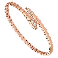 Bvlgari Serpenti Viper One-Coil 18K Rose Gold Pave Diamonds Bracelet