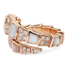 Bvlgari Serpenti Viper One Coil Diamond & MOP Ring 18K Rose Gold 0.90Ctw 1.35Ctw